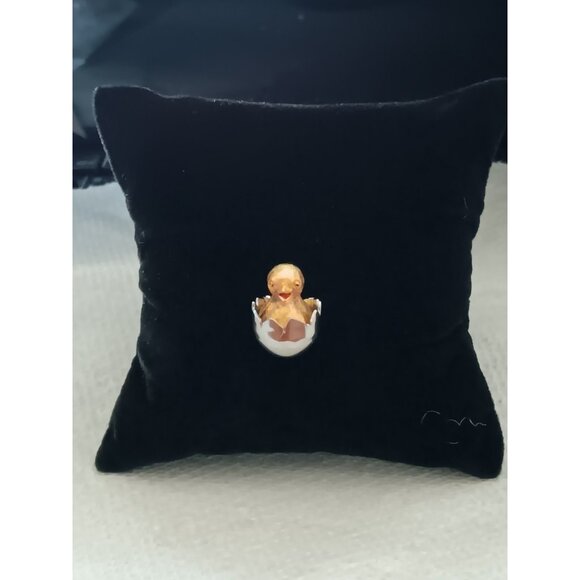 Hatching Baby Chick Silver and Gold Mens Easter Spring Farmer Tie Tack Lapel Pin - Picture 4 of 6